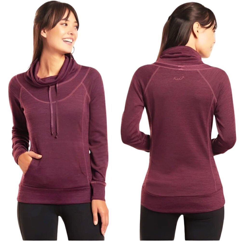 KUHL Lea Pullover Top M Red Purple Gorpcore Outdoor Gorp Funnel Neck Burgundy